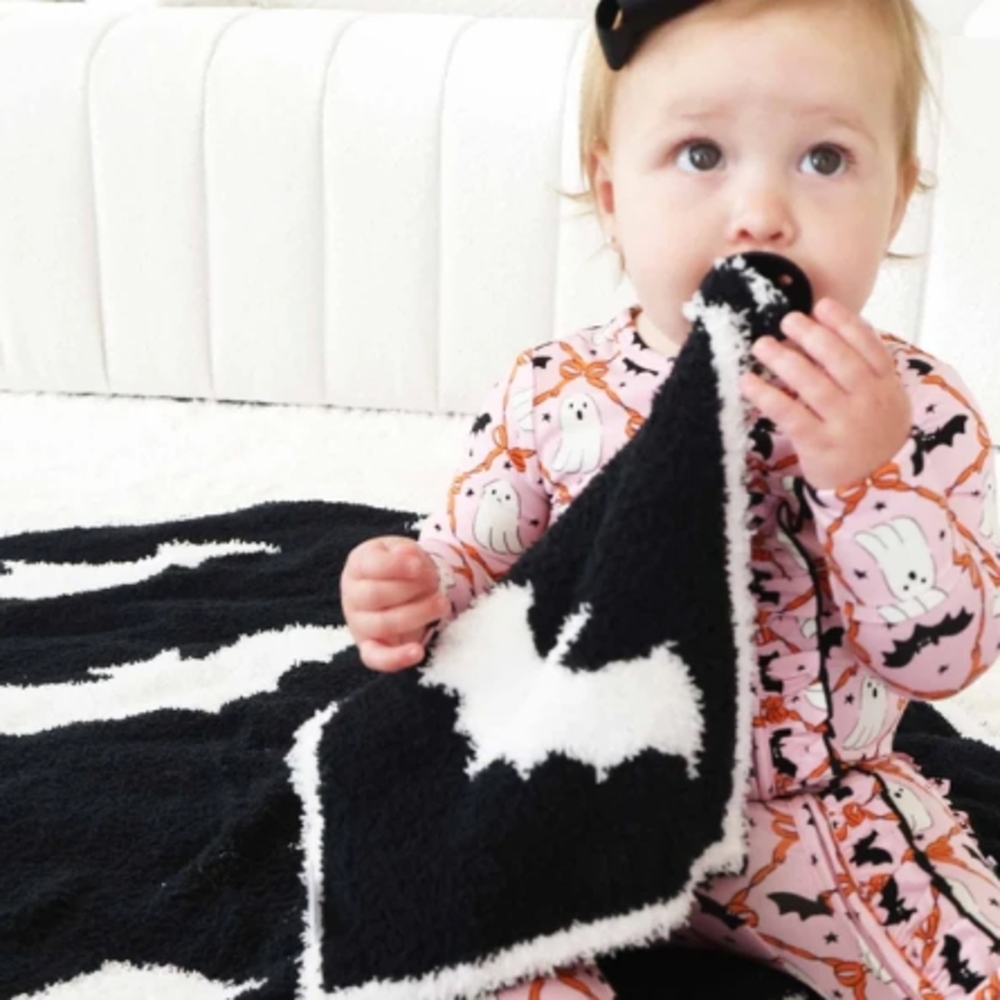 Black and White Bat Baby Blanket